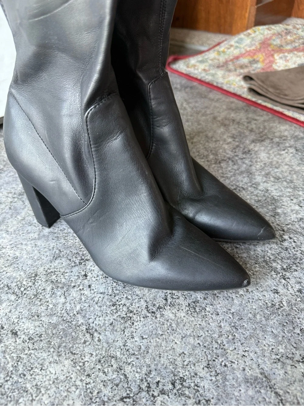 Marc Fisher Over The Knee Black Leather Boots